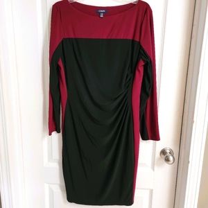 Chaps Maroon Red and black colorblock dress